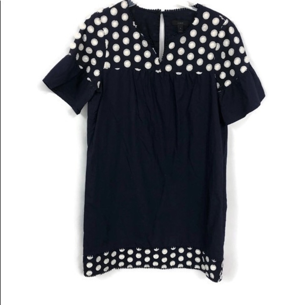 J. CREW NAVY POLKA DOT TEXTURED DRESS‎ 6